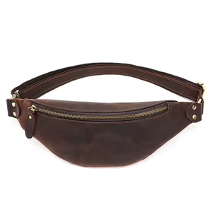 Handmade Full Grain Leather <b>Waist</b> <b>Bag</b> | Vintage Crossbody Fanny Pack for <b>Men</b> & Women | Adjustable Belt <b>Bag</b> with Zipper Closure - Product Image 1