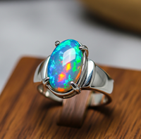 Bague en argent sterling 925 avec opale naturelle ovale, sertie à griffes, bijoux artisanaux en pierres précieuses, vente en gros Inde