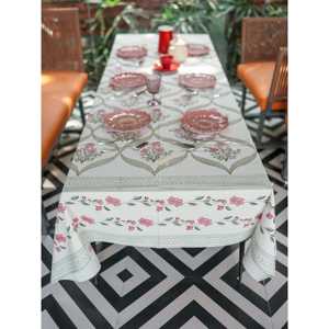 Bahar-e-Dil Mantel no tejido sin arrugas Patrón rectangular para hoteles Sala de estar Comedor Fiesta de Navidad Muestra gratis - Product Image 2