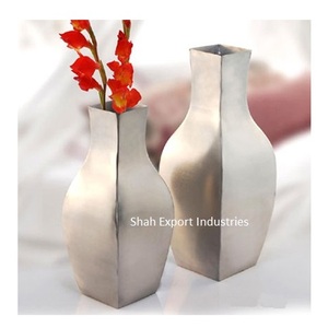 Florero de Metal de lujo moderno acabado plateado para el hogar sala de estar boda escritorio floreros decorativos - Product Image 2