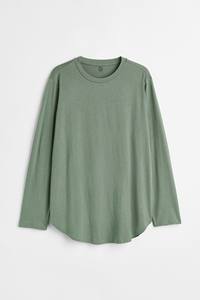 Recién llegado, camiseta de manga larga para hombre, 100% de algodón, cuello redondo, ajuste relajado, secado rápido, transpirable y sostenible, patrón sólido - Product Image 5