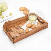 Plateau de petit-déjeuner en bois artisanal, écologique, durable, avec poignée, finition polie, qualité commerciale, dimensions 13,8/15,7 pouces