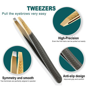 Pince à épiler 5 pièces pour sourcils, ensemble de pinces à sourcils avec ciseaux et sac en cuir, ciseaux à épiler à sourcils professionnels - Product Image 4