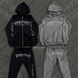 Chándal personalizado de felpa francesa de algodón de fábrica para hombre, jersey con estampado de peso pesado de gran tamaño de pantalla Unisex, traje para correr para hombre - Product Image 4