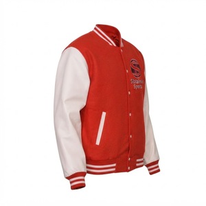 Red White <b>Baseball</b> Bomber <b>Jacket</b> <b>for</b> <b>Men</b> Women Personalized Team Letterman Coat Snap Button College Sportswear Rib Uniform - Product Image 4