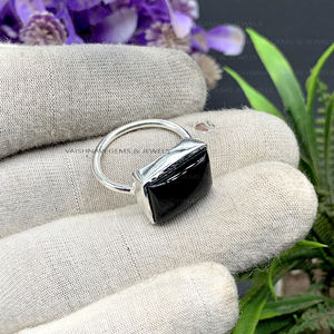 Beautiful Design Natural <b>Black</b> Onyx Gemstone <b>Ring</b> 10x14mm Rectangle 925 Sterling Silver Bohemian Fine Handcrafted <b>Womens</b> Jewelry - Product Image 4