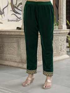 Conjunto de Salwar Étnico de Terciopelo Bordado para Mujer Trendmalls, para Fiestas, Materiales Reciclados, Protección Solar, Absorbe la Humedad - Product Image 6