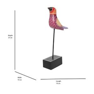 Figurine en bois d'oiseau multicolore - Product Image 2