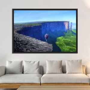 Tableau mural sur toile Up Movie Landscape : motif imprimé de ballons colorés, toile encadrée noire - Product Image 1