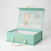 Boîtes cadeaux pour bébé avec poignée, en matériaux recyclés, avec logo personnalisé imprimé en bleu, grandes boîtes magnétiques, pour emballer des cadeaux
