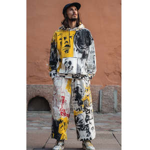 Conjunto Deportivo Holgado de Invierno para Hombre, Sudadera Holgada y Pantalones Deportivos Extra Grandes, Pantalones Anchos de 500 GSM - Product Image 3