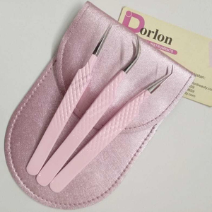 Pinzas Profesionales para Extensión de Pestañas Curvadas a 45 Grados con Recubrimiento de Color, Pinzas de Acero Inoxidable con Logotipo Personalizado - Product Image 1