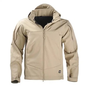 Chaqueta de Invierno para Hombre, Impermeable, Transpirable, con Forro de Piel de Oveja, Camuflaje, Cierre de Cremallera, Cuello Alto con Capucha, Resistente al Viento, Color Sólido - Product Image 3