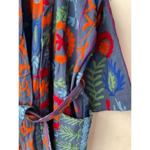 Bordado Boho Suzani Kimono abrigo hecho a mano estilo indio abrigo de invierno largo invierno Albornoz Tejido estilo bohemio Mujer - Product Image 3