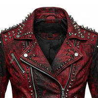 Veste en cuir rock pour homme, style vintage moto biker, coupe ajustée, avec ceinture à la taille et poches zippées