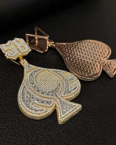 Pendentif Hip Hop personnalisé en argent 925, carte à jouer de mode, pique avec moissanite VVS, collier pique brillant - Product Image 2