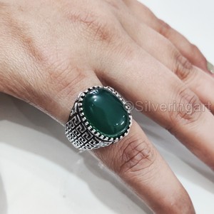 Wholesaler <b>Mens</b> <b>Ring</b> Natural Green Onyx Gemstone December Birthstone <b>Ring</b> Ottoman Birthday Gift Jewelry 925 Sterling Silver <b>Ring</b> - Product Image 5