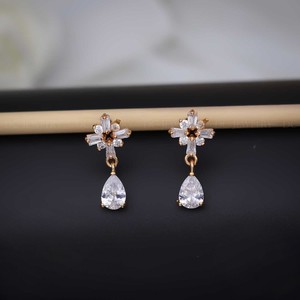 Women's Designer Artistic Stud <b>Earrings</b> with Zircon Gold Plated Stainless Steel Flower <b>Tops</b> Trendy Jewelry for Parties - Product Image 1