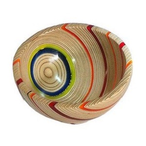 Nuevo estilo chino indio hecho a mano rayas multicolor resina imitado madera frutero servicio bandeja Interior decoración del hogar ornamento - Product Image 1
