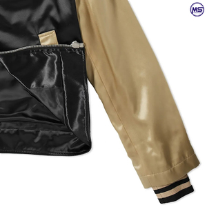 2025 Polyester Matériel Haute Qualité Logo Personnalisé Impression Nouveau Design Hommes Satin Veste En Couleur Noire - Product Image 5