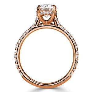 Bague d'éternité en or massif pur scintillant de forme ovale avec diamant de laboratoire cultivé, design halo caché, or rose, VVS, bagues de mariage cultivées en laboratoire - Product Image 3