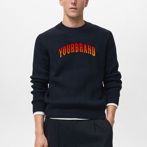 Pull en tricot acrylique uni à coupe ample sur mesure pour homme, avec logo brodé personnalisé, vêtement décontracté - Product Image 1