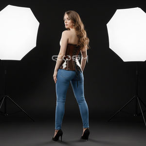 Shiny Vinyl Wet <b>Brown</b> See-Thru PVC <b>Corset</b> Hourglass Waist Training Heavy Duty Steel Boned Lingerie <b>Corsets</b> - Product Image 4