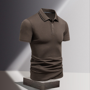 Polo en coton et polyester coupe ajustée pour homme Polo en tricot décontracté à manches courtes anti-rides - Product Image 2