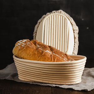ชุดตะกร้าหวายธรรมชาติทำมือสำหรับการหมักและพักแป้งขนมปัง รูปทรงกลม อุปกรณ์ทำขนมในครัว - Product Image 1