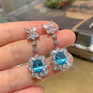 Luxury 18K Gold Drop <b>Earrings</b> VVS Moissanite Marquise Cut Blue Diamond <b>Pearl</b> 925 <b>Sterling</b> <b>Silver</b> for Women Wedding Party Gifts - Product Image 1