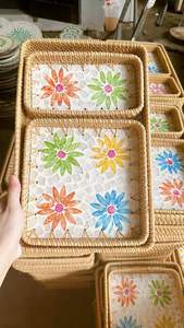 Plateau Rectangulaire en Rotin Lavé | Plateau Décoratif en Rotin Motifs de Décoration VietNam - Product Image 5