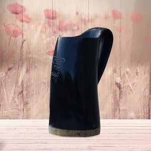 Taza de cuerno Premium hecha a mano, material natural, ecológica, ideal para bebidas tradicionales, café, té o decoración única para el hogar - Product Image 1