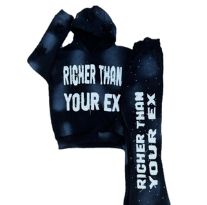 Custom Men's Heavyweight Distressed Zip-Up Hoodie Sweatpants Acid Washed Vintage Streetwear Breathable <b>Hip</b>-Hop Print Tracksuit - Product Image 3