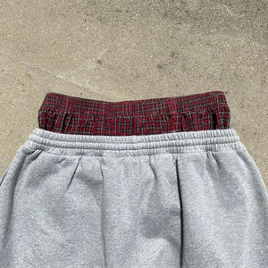 Wholesale New High Quality Men Double Waist Blank Grey Sweatpants 100% Cotton Loose Fit Sweatpants for Men - Product Image 3