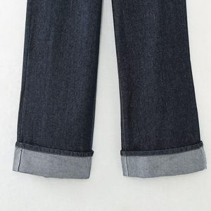 Pantalon en jean noir ample, pantalon en denim vintage délavé à l'acide avec poches décontractées, jean en vente promotionnelle avec logo personnalisé - Product Image 5