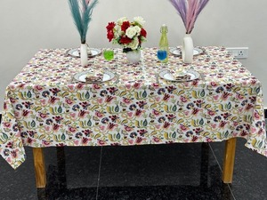 Nappe en blocs de coton vintage imprimé moghol fait à la main rustique Boho 6 places salle à manger française décor usage domestique fête adaptée - Product Image 3