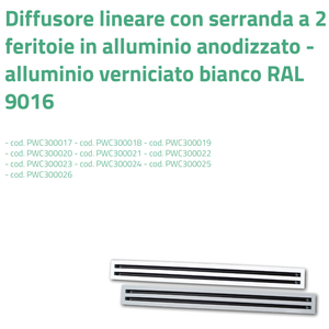 Difusor Lineal Tecnosystemi con Amortiguador de 2 Ranuras, Aluminio Pintado en Blanco, L.600 PWC300017, Rejilla y Difusor - Product Image 4