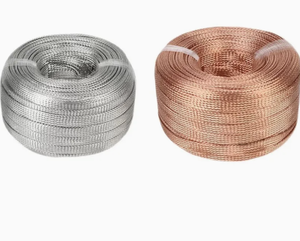 Ruban conducteur flexible de qualité supérieure, fabriqué en fil de cuivre étamé, tresse de cuivre étamé plate, brillant, largeur 1/4 po, longueur 25 pi - Product Image 4