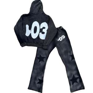 Jersey personalizable de estilo estadounidense para hombre, chándal con cremallera completa, pantalones acampanados con capucha y logotipo con estampado de hojaldre apilado en 3D, talla XS - Product Image 6