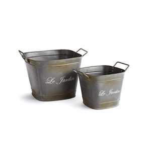 Grande jardinière en fer galvanisé finition lavée à l'acide Design moderne pour la maison jardin patio entrée arrangements floraux-Durable - Product Image 6