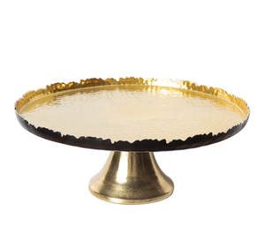 Elegant Gold-Plated Metal <b>Cake</b> <b>Stand</b> with <b>Glass</b> Top Stylish & Durable Design for Weddings Parties & Dessert Displays - Product Image 5