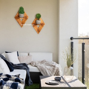 Estante de madera montado en la pared para decoración del hogar Estante de exhibición rústico flotante para dormitorio, sala de estar, baño y plantas de interior - Product Image 3