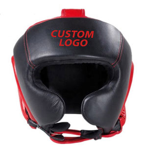 Protège-tête de boxe en cuir PU, ajustable, protège la mâchoire, les joues et la tête, protège-tête confortable à grande ouverture pour la boxe MMA - Product Image 1
