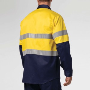 Hi Viz Logotipo personalizado para hombres para Polos Tiras reflectantes de manga larga Ropa DE SEGURIDAD Cuello de contraste de retazos de alta visibilidad - Product Image 2