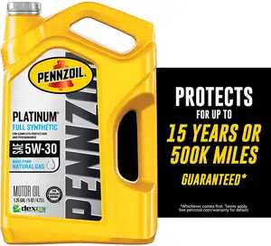 Pennzoil Platinum SAE 5W-30 huile moteur synthétique complète 3 Pack 5 Quart