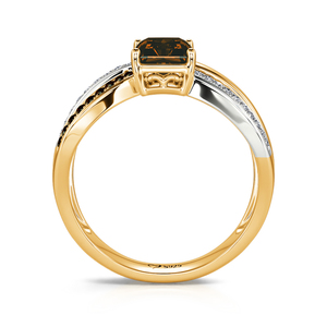 Jeulia Delicious Coffee Two Tone Crossover <b>Emerald</b> Cut <b>Ring</b> Rhodium Plated Sterling <b>Silver</b> - Product Image 3