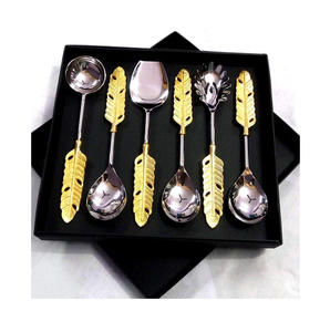 Ensemble de serveurs à salade en acier inoxydable fait à la main Nouveau design Poignée et cadeau de mariage Ensemble de serveurs à salade en acier inoxydable de 5 pièces - Product Image 4