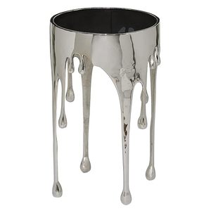 Table d'appoint et de chevet en aluminium avec pieds en forme de goutte d'eau, plateau en verre teinté, 16 po x 16 po x 24 po, doré, vase de sol pour mariage, Art Déco - Product Image 6
