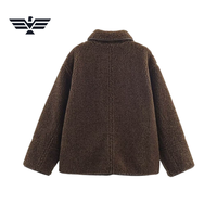Veste Chaude Tendance Femme Automne/Hiver en Polaire Teddy Sherpa Teinte Respirante avec Poches Oversize et Fermeture à Bouton Unique