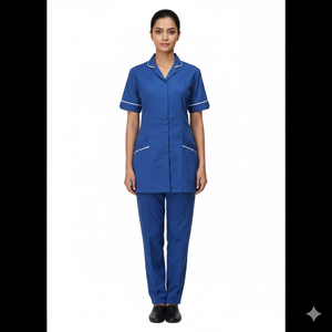 Vente en gros de nouveaux ensembles d'uniformes médicaux unisexes en tricot à col en V et manches courtes, personnalisables, en polyester/coton, avec détection d'aiguilles - Product Image 1